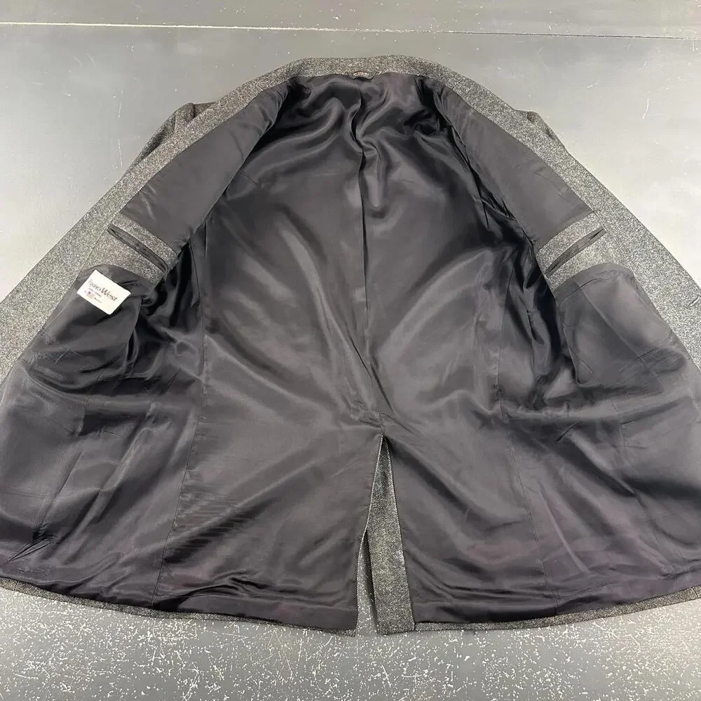 VTG Pagano West Western Blazer Mens 48L Black Wool Chambray Denim USA NWT - Picture 3 of 9